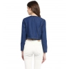 Women's Denim Embellished Long Sleeves Shrug (Blue)