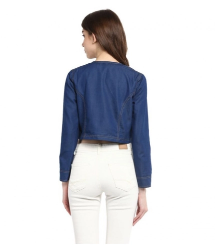 Women's Denim Embellished Long Sleeves Shrug (Blue)