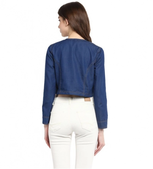 Women's Denim Embellished Long Sleeves Shrug (Blue)