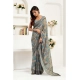 Women's Linen Cotton Printed Ready To Wear Saree With Unstitched Blouse 5.5 Mtr (Grey)