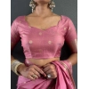 Women's Satin Printed Saree With Unstitched Blouse 5.5Mtr (Pink) Women's Satin Printed Saree With Unstitched Blouse 5.5Mtr (Pink)