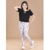 Girl's Cotton Lycra Floral Elasticated Jeggings (Lavender) Girl's Cotton Lycra Floral Elasticated Jeggings (Lavender)