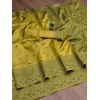 Women's Soft Lichi Silk Printed Saree With Unstitched Blouse 5.5Mtr (Green)
