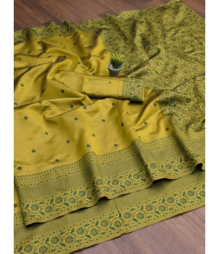 Women's Soft Lichi Silk Printed Saree With Unstitched Blouse 5.5Mtr (Green) Women's Soft Lichi Silk Printed Saree With Unstitched Blouse 5.5Mtr (Green)