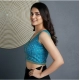 Women's Silk Blend Embroidered V-Neck Non Padded Blouse (Sky 38 Ready (Alterable up to 42)