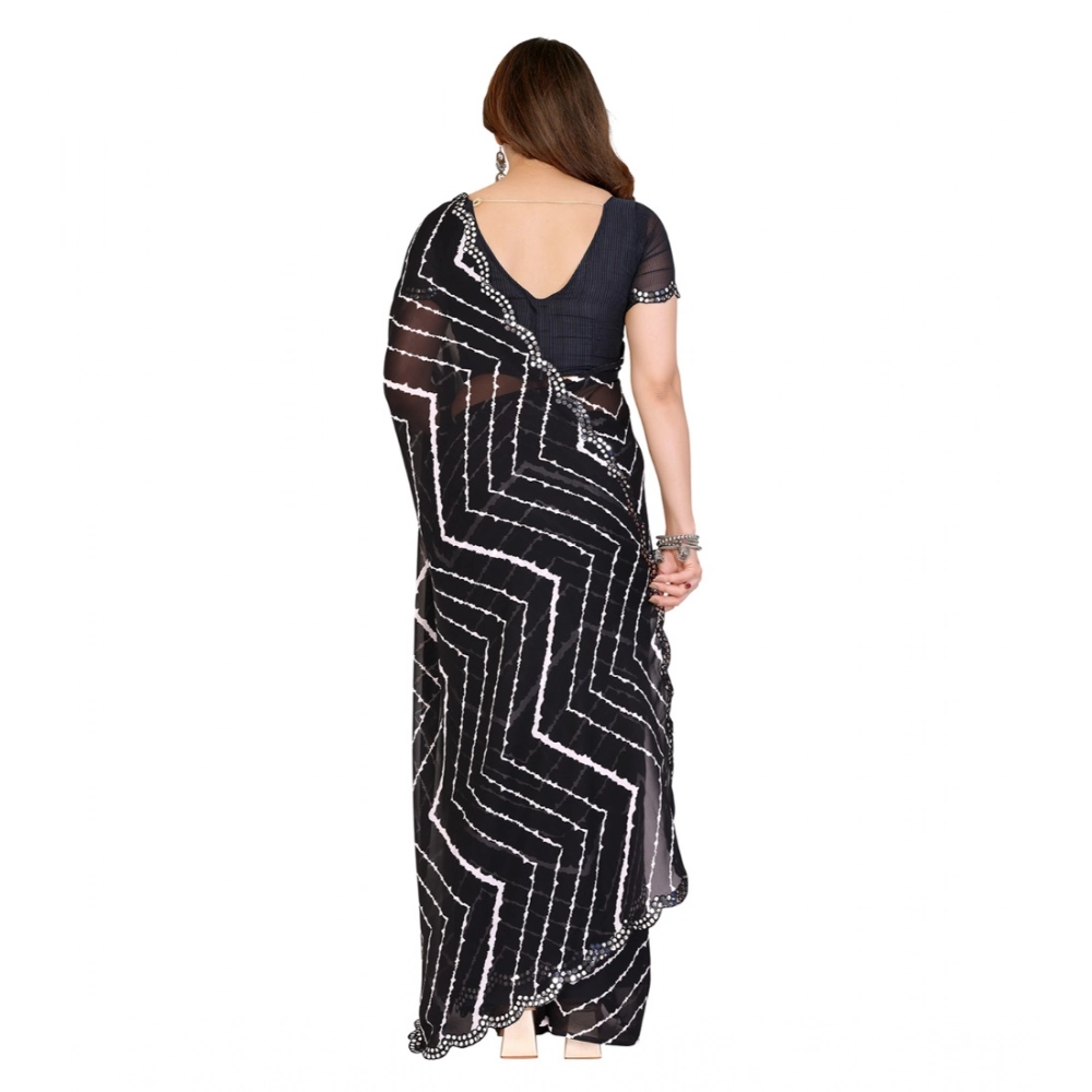 Women's Georgette Printed Saree With Unstitched Blouse 5.5Mtr (Black) Women's Georgette Printed Saree With Unstitched Blouse 5.5Mtr (Black)