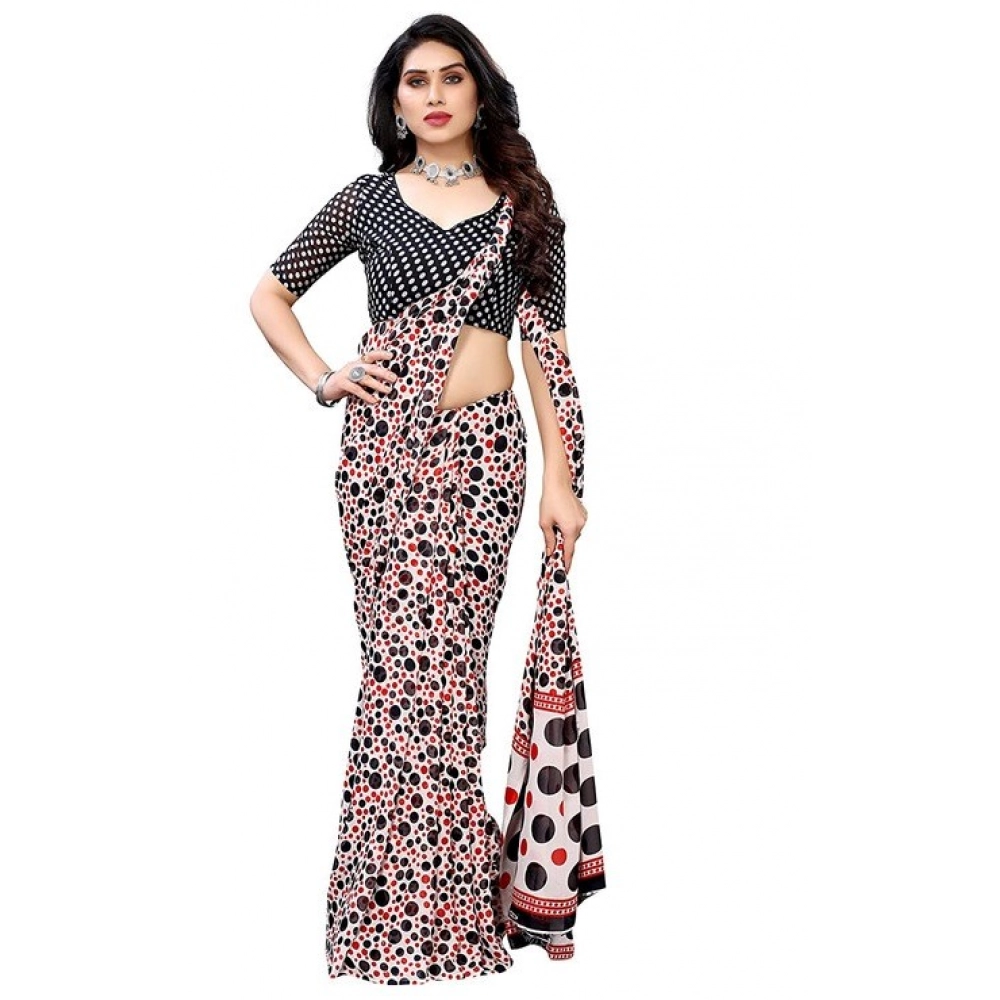 Women's Georgette Printed Saree With Unstitched Blouse 5.5Mtr (Red) Women's Georgette Printed Saree With Unstitched Blouse 5.5Mtr (Red)