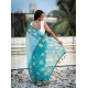 Women's Linen Printed Saree With Unstitched Blouse 5.5Mtr (Aqua) Women's Linen Printed Saree With Unstitched Blouse 5.5Mtr (Aqua)