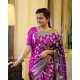 Women's Litchi silk Printed Saree With Unstitched Blouse (Pink)