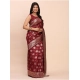 Women's Banarasi Silk Printed Saree With Unstitched Blouse 5.5Mtr (Maroon)
