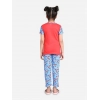 Girl's Cotton Hosiery Printed Night Suit Set (Red-Blue)