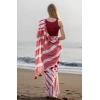 Women's Linen Printed Saree With Unstitched Blouse 5.5Mtr (Red)