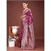 Women's Banarasi Silk Printed Saree With Unstitched Blouse 5.5Mtr (Purple) Women's Banarasi Silk Printed Saree With Unstitched Blouse 5.5Mtr (Purple)