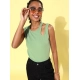 Women's Polyester Lycra Solid Sleeveless Top (Green) Women's Polyester Lycra Solid Sleeveless Top (Green)