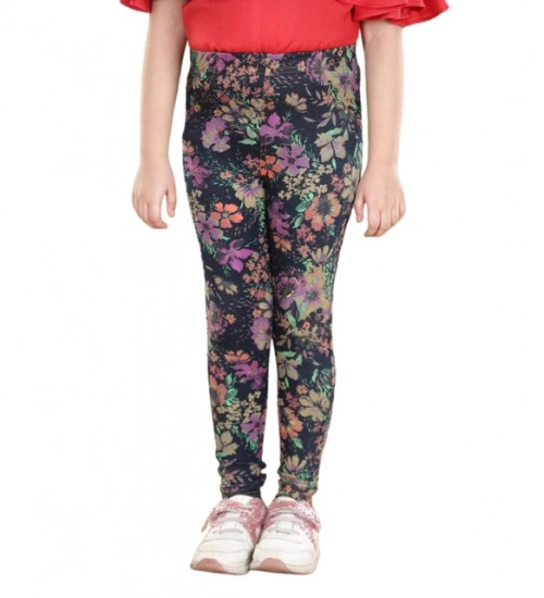 Girl's Cotton Lycra Floral Elasticated Jeggings (Multicolor) Girl's Cotton Lycra Floral Elasticated Jeggings (Multicolor)