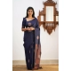 Women's Litchi silk Printed Saree With Unstitched Blouse (Dark Blue) Women's Litchi silk Printed Saree With Unstitched Blouse (Dark Blue)