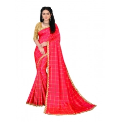 Women's Sana Silk Bandhni Saree With Unstitched Blouse 5.5Mtr (Red)