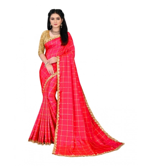 Women's Sana Silk Bandhni Saree With Unstitched Blouse 5.5Mtr (Red)