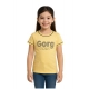 Girl's Cotton Printeded Round Neck T-Shirt (Yellow)