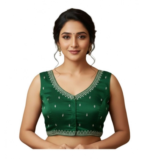 Women's Zimmi Choo Sequin Work V-Neck Padded Blouse (Green 38 Ready (Self Alterable 36–40)