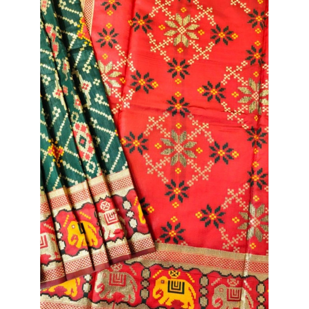 Women's Patola Silk Meena And Zari Woven Saree With Unstitched Blouse 5.5Mtr (Blue) Women's Patola Silk Meena And Zari Woven Saree With Unstitched Blouse 5.5Mtr (Blue)