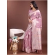 Women's Linen Cotton Printed Saree With Unstitched Blouse 5.5Mtr (Purple)