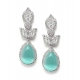 Women's Brass Silver Plated Drop Earrings (Turquoise)