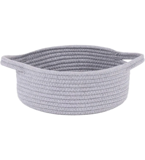 Cotton 8x3 Inch Round Bedside Organizer (Gray)