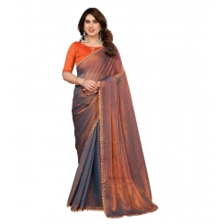 Women's Georgette Printed Saree With Unstitched Blouse 5.5Mtr (Orange)