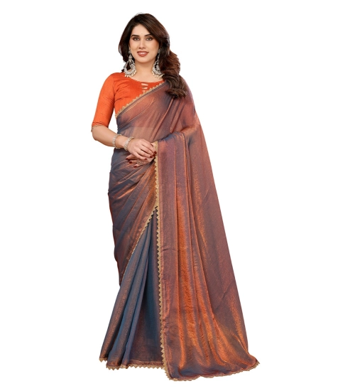 Women's Georgette Printed Saree With Unstitched Blouse 5.5Mtr (Orange)
