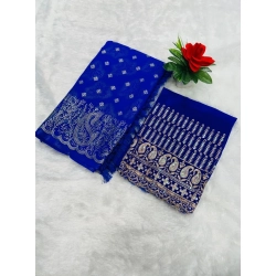 Women's Embroidered Georgette Saree With Unstitched Blouse (Blue, 5-6 Mtrs)