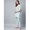 Women's Rayon Floral Kaftan Sleeve Kaftan Sets (Light Blue)