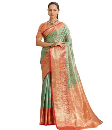 Women's Faux_Banarasi_Silk Woven Saree With Unstitched Blouse 5.5Mtr (Green) Women's Faux_Banarasi_Silk Woven Saree With Unstitched Blouse 5.5Mtr (Green)