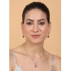 Women's Brass Silver Plated Pendant Set (Orange)