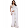 Women's Georgette Printed Saree With Unstitched Blouse 5.5Mtr (White)