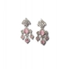 Women's Brass Silver Plated Drop Earrings (Pink)