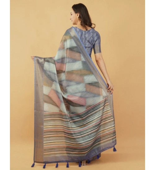 Women's Polyester Printed Saree With Unstitched Blouse 5.5 Mtr (Multicolor)