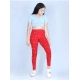 Girl's Cotton Lycra Printed Elasticated Leggings (Red)