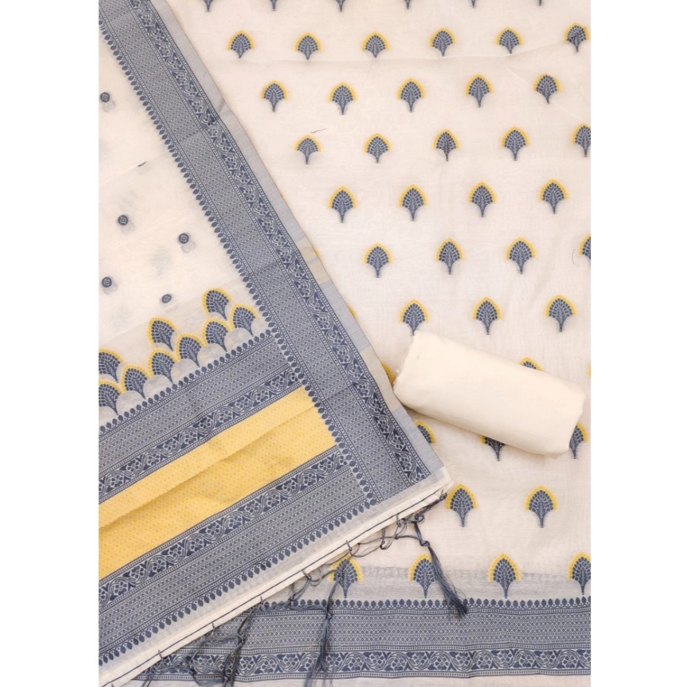 Women's Banarasi Silk Printed Unstitched Salwar Suit Material With Dupatta (Grey, 3Mtrs)