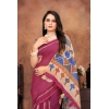 Women's Linen Printed Saree With Unstitched Blouse 5.5Mtr (Purple) Women's Linen Printed Saree With Unstitched Blouse 5.5Mtr (Purple)