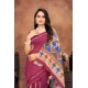 Women's Linen Printed Saree With Unstitched Blouse 5.5Mtr (Purple) Women's Linen Printed Saree With Unstitched Blouse 5.5Mtr (Purple)