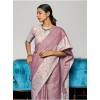 Women's Linen Printed Saree With Unstitched Blouse 5.5Mtr (Purple) Women's Linen Printed Saree With Unstitched Blouse 5.5Mtr (Purple)