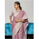 Women's Linen Printed Saree With Unstitched Blouse 5.5Mtr (Purple) Women's Linen Printed Saree With Unstitched Blouse 5.5Mtr (Purple)