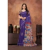 Women's Linen Printed Saree With Unstitched Blouse 5.5Mtr (Purple) Women's Linen Printed Saree With Unstitched Blouse 5.5Mtr (Purple)