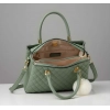 Women's PU Leather Solid Shoulder Zipper Handbag (Green)