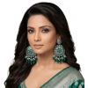 Women's Zinc Alloy Gold Plated Chandbali Earrings (Multicolor)