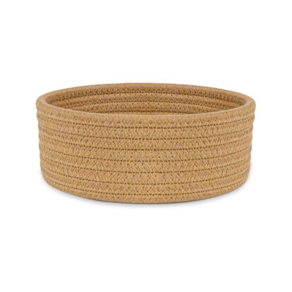 Cotton 8x3 Inch Round 1 Pcs Bedside Organizer (Beige)