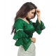 Women's Organza Solid V Neck Layered Ruffle Sleeve Readymade Blouse (Green Free Size , up to 38–40 Bust)-PID65850 Women's Organza Solid V Neck Layered Ruffle Sleeve Readymade Blouse (Green Free Size , up to 38–40 Bust)-PID65850