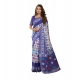Women's Linen Cotton Printed Ready To Wear Saree With Unstitched Blouse 5.5 Mtr (Blue)