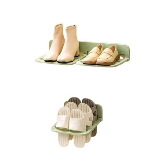 Plastic Solid Wall Hanging Shoe Rack (Multicolor)